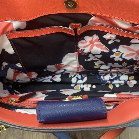 Anne Klein Dark Blue Faux Leather Tote Bag Purse with attached pouch - Picture 7 of 11